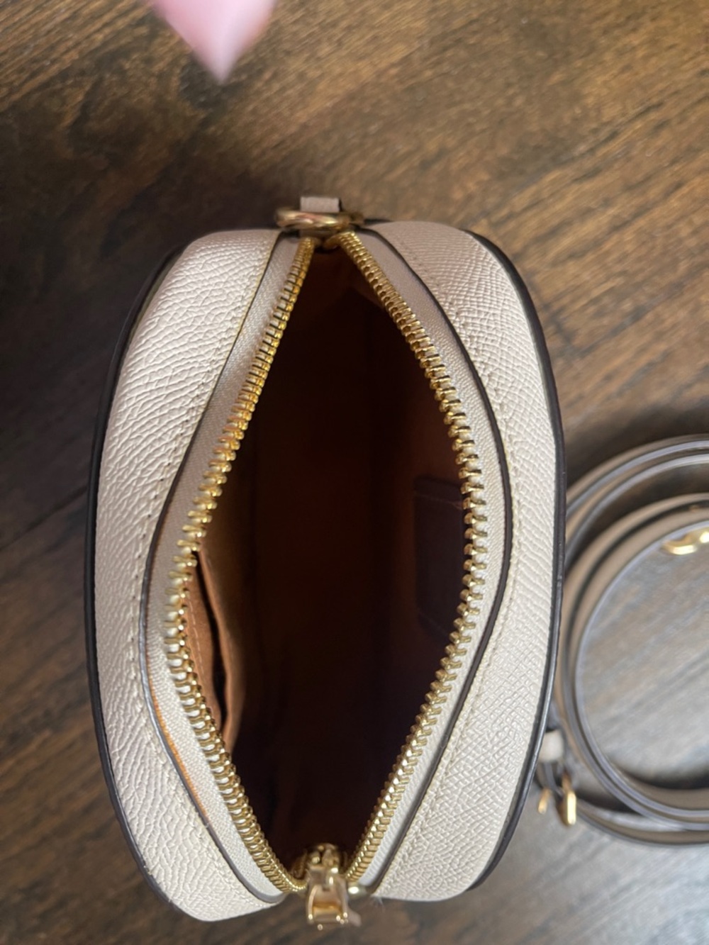 Coach Pebbled Leather Dome Crossbody Bag in Cream with Gold Hardware - Picture 7 of 7